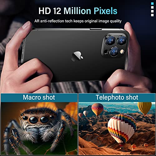 Image of Uyiton for iPhone 12 Pro Max Camera Lens Protector, [Drop Protection][Strong Adsorption] 9H Tempered Glass Camera Cover Screen Metal Ring Case Friendly Scratch Resistant Easy to Install - Black