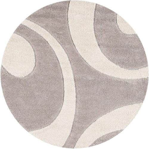 Image of Solid Fluffy Rugs and Carpet for Hall and Drawing Room 5x5 Round M-3