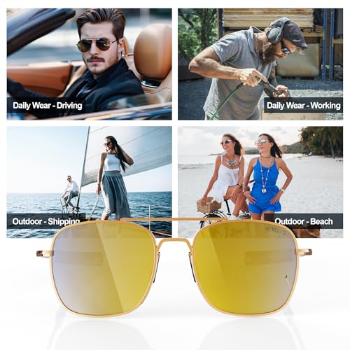 Image of Aviator Sunglasses for Mens Women 53mm TAC Polarized Lense Pilot Military Style Metal Frame with Bayonet Temples