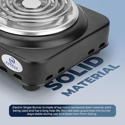 Image of HM Portable Hot Plate Radiant Cooktop Powder Coated Manual Electric Hot Plate Induction Cooktop Stove With 1 Burner | 1 Year Warranty | black (1500 Watt)