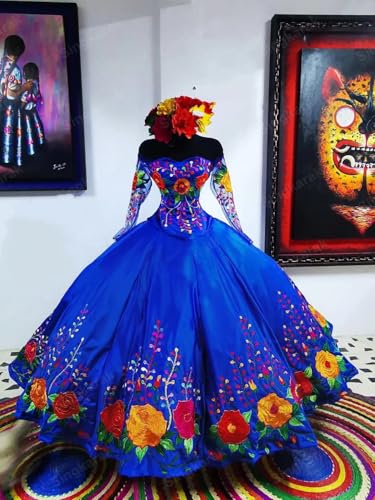 Off Shoulder Long Sleeves Mexcian Embroidered Quinceanera Dresses Charro Ball Gowns Wedding 20252