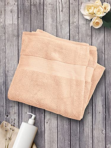Image of Bombay Dyeing Super Ultrx Zero Twist Plain Dyed 650 GSM Cotton Bath Towel - Size 75cms x 150cms - Ultrx (Peach)