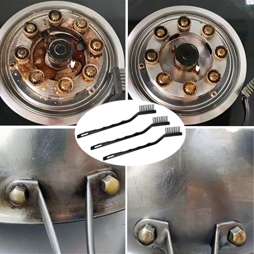 Image of 15PCS Mini Stainless Steel Wire Brush Set, Curved Handle Masonry Brushes, Wire Bristle Scratch Brush for Cleaning Welding Slag, Rust, Paint, Metal, Wood, Rust Remover Tool
