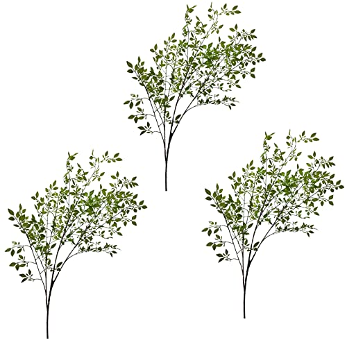 NFNSIG 3 ramas de hojas de bambú artificiales de tallo largo de 110 cm de seda, tallos de plantas artificiales altos para jarrones, arreglos florales, ramos de decoración de boda