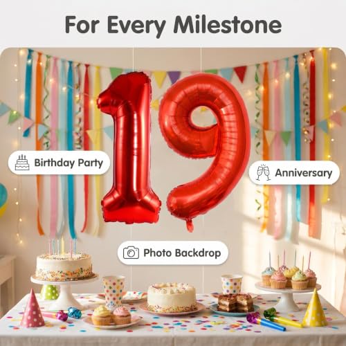 Image of YPSelected 32 Inch Large Foil Helium Number Balloon Birthday Wedding Party 0-9 (Red, 9)