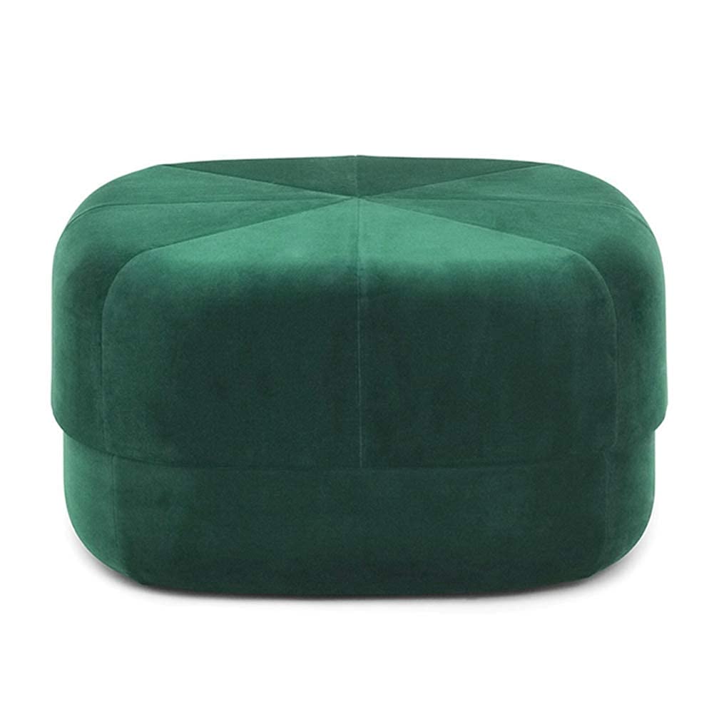 Table basse en velours et pouf de salon vert foncé