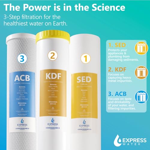 Image of Express Water Whole House Water Filter System | HEAVY METAL | 3 Stage Water Purifier Whole Home, Heavy Metal Filter Produces Overachieving H2O, Targets Lead, Arsenic, Chromium, Reduces Chlorine