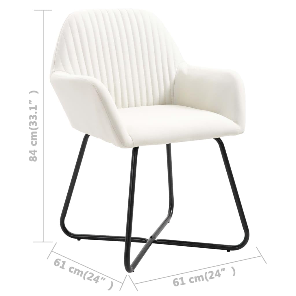 Juego de 2 sillas de comedor de tela crema | Asiento suave con reposabrazos, respaldo ergonómico, patas de acero, capacidad de 110 kg