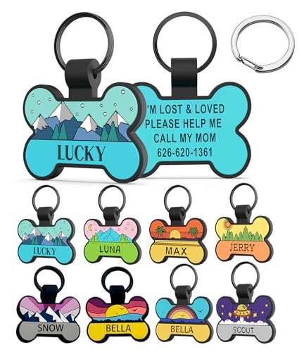 HQYDDMI Silent Dog Tags Personalized Engraved Silicone Dog and Cat Name Pet ID Tags Soundless No More Jingling Dog Tags (1 PCS Bone)