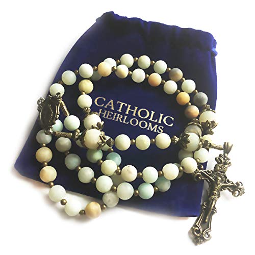 Beautiful Amazonite Stone Rosary Beads Catholic for Women With Miraculous Medal Centerpiece - Catholic Rosary - Rosarios Catolicos Para Mujer - Catholic Gifts Women - Rosario Regalos Para Mujer - Rosary Necklace for Women - Catholic Gift3