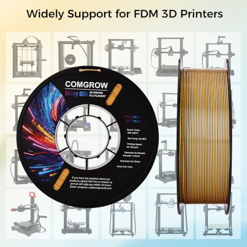 Image of Comgrow Silk PLA 3D Printer Filament, Dual Color 2 in 1 Golden and Blue, 3D Printing PLA Filament 1.75mm, Dimensional Accuracy + /- 0.02 mm, 1KG Spool, Coextrusion Shiny Silk 3D Filament