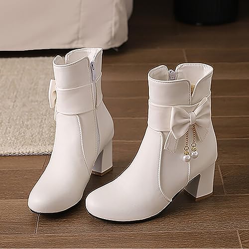 Ankle Boots for Women Chunky Heel Leather Fashion Comfortable Slip on Fall Winter Boots Side Zipper Wide Width Women's Booties Ladies Boots2