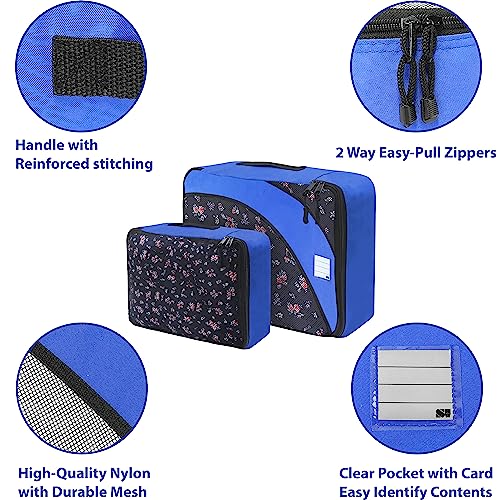 Simple Houseware 8-Set Packing Cubes for Travel, Luggage Organizer with Laundry Bag, Shoe Bag & Clear Pocket Label, Blue4