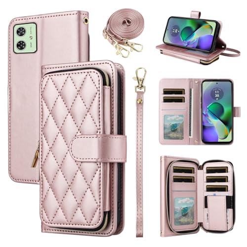 Étui portefeuille Motorola Moto G54 5G fermeture éclair et porte-carte