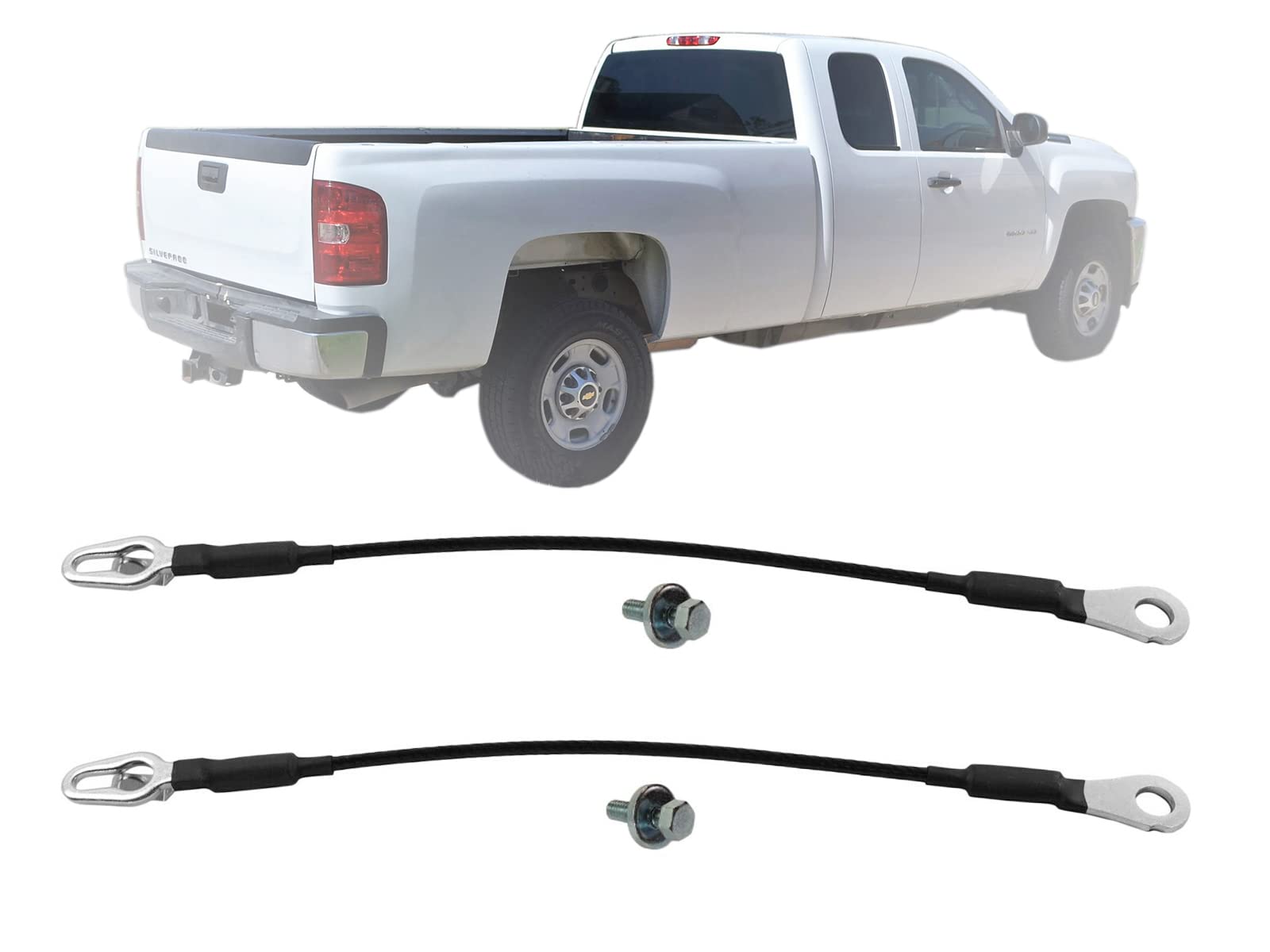 Auto Parts Avenue APA Replacement Tailgate Cable with Hardware for 2007-2016 Silverado Sierra 2009-2010 H3T Pair Passenger Right and Driver Left Side 25838260 25838261