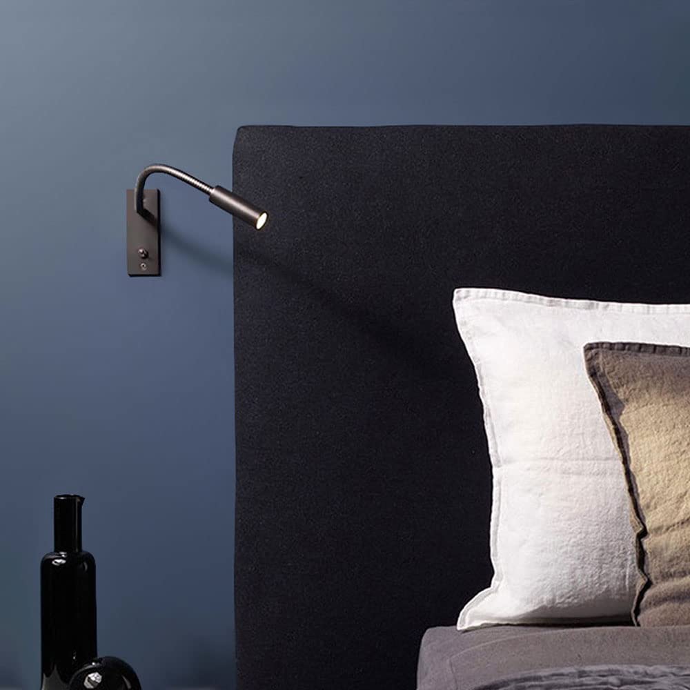 Lampe De Lecture LED Chevet Col De Cygne Flexible - Applique Murale Encastrée Avec Interrupteur, Lampe Tête De Lit Réglable Pour Chambre Et Bureau