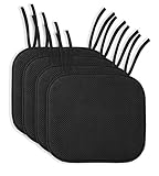 4 Pack: Ellington Home Non Slip Memory Foam Seat Cushion Chair Pads with Ties - 17