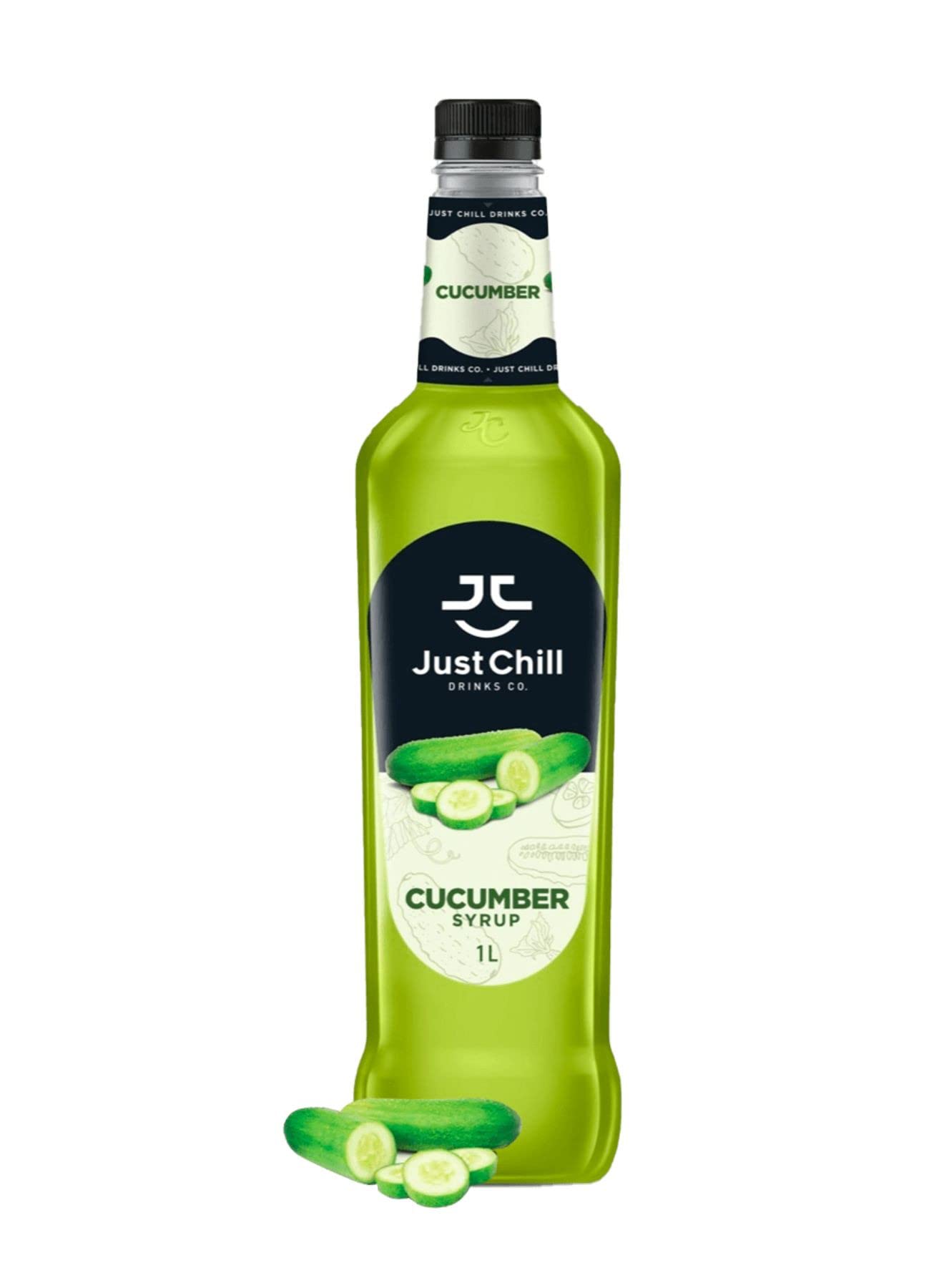 Just Chill Drinks Co. Cucumber Fruit Syrup, 1 Litre - Fresh Delightful Fruit Flavor - Non-GMO, Vegan, Gluten Free