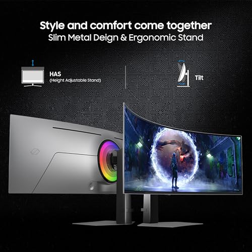 Image of Samsung 49 inch (124.4cm) Odyssey OLED G9 Curved Gaming Monitor (Smartchoice) Dual QHD 5120 x 1440|240Hz|0.03ms|DCI 99%|OLED Safeguard|FreeSync Premium Pro|G-Sync| HDR10+ Gaming|HAS|LS49DG930SWXXL|Silver