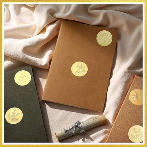 Upstore 150 Stück goldgeprägte Briefumschlag-Siegelaufkleber, 5 Muster, 6 Blatt, Vintage, elegant, floral, rund, ohne Stiel, Papier, Innenbereich, Umschlagsiegelaufkleber