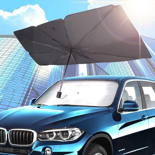 Generic Car Windshield Sun Shade, Foldable Umbrella Sunshade/Cover for Most Cars Reflective Sunshade for Car Front Windshield, Black