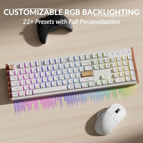 Image of Keychron K10 HE Hall Effect Keyboard, Ultra-Fast Lime Banana Magnetic Switch, Full-Size Tri-Mode Wireless Keyboard with Rapid Trigger, Adjustable Actuation, RGB, Aluminum + Wood Frame - White