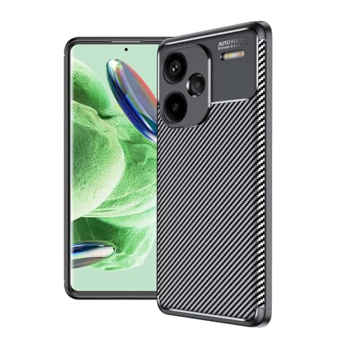 Image of for Redmi Note 13 Pro Plus 5G Back Cover |Soft Silicone Carbon Fiber Texture Anti-Scratch Shockproof Cover for Redmi Note 13 Pro Plus 5G - Black