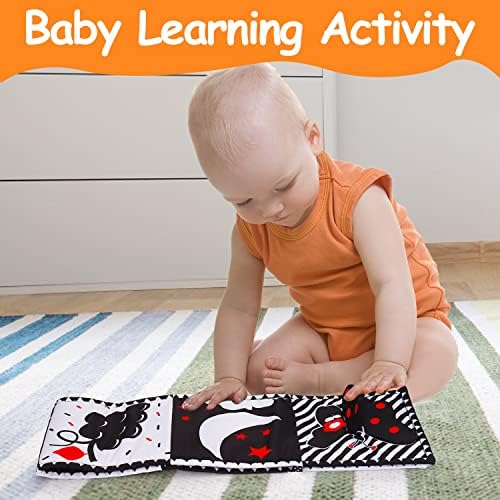 Black and White High Contrast Toys for Baby 0-3 3-6 months Infant Tummy Time Soft Crinkle Book Mirror Sensory Toys 0 2 4 5 6 Month Old Babies Boy Gril Newborn Development Christmas Stocking Stuffer — view 2