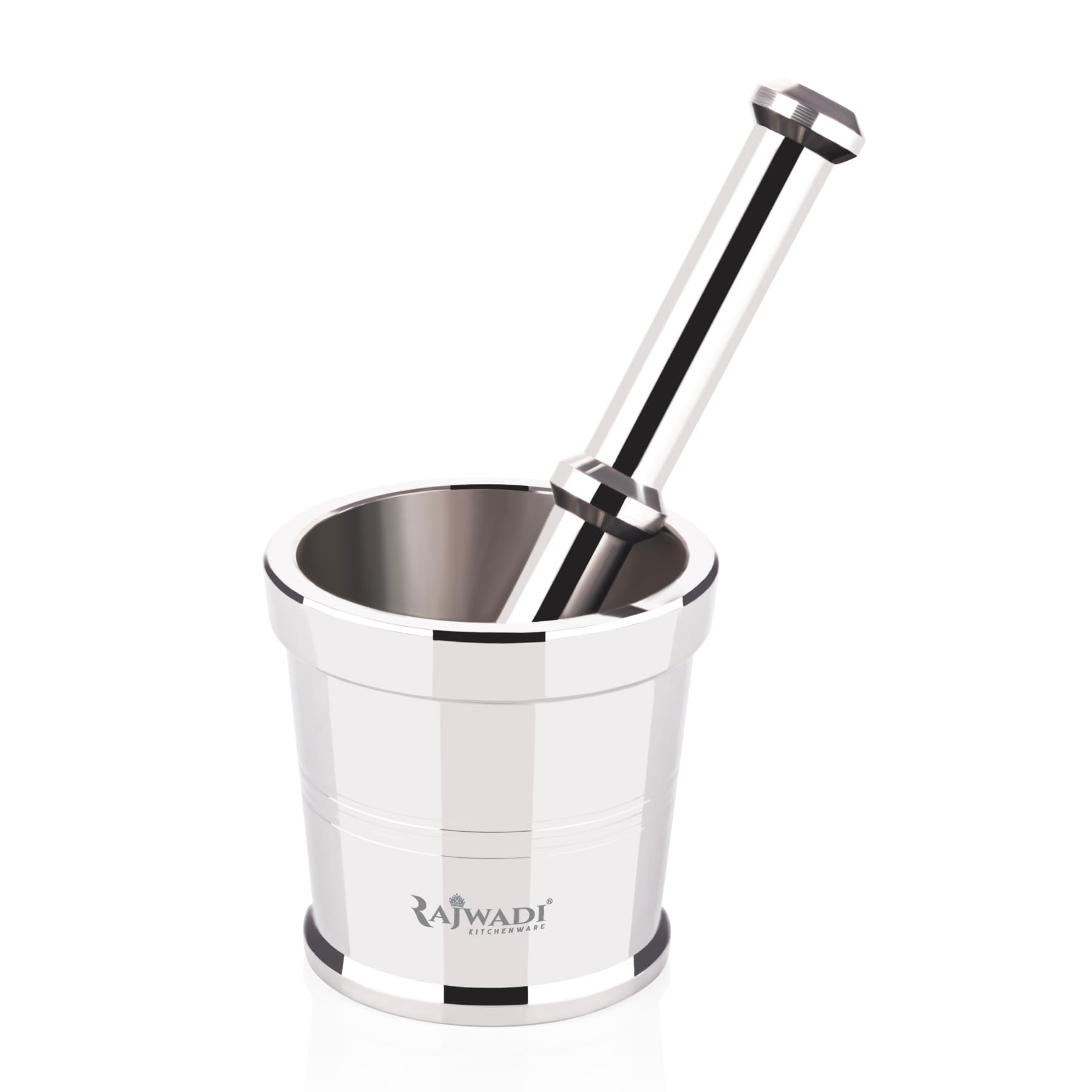 Rajwadi Heavy Stainless Steel Mortar & Pestle Set|Spice Mixer|Khalbatta|Okli Musal | Khal | Imam Dasta for Kitchen (3-85x82 mm : 1130gm) (B0D8TMC4SW) Amazon Price History, Amazon Price Tracker