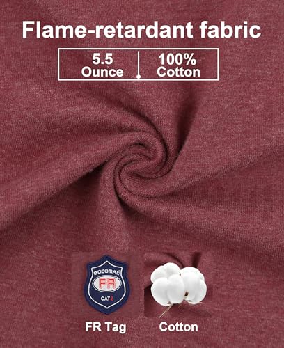 Image of BOCOMAL FR Shirts Flame Resistant Shirt 5.5oz 100% Cotton Light Weight CAT2 Fire Retardant Henley Shirts