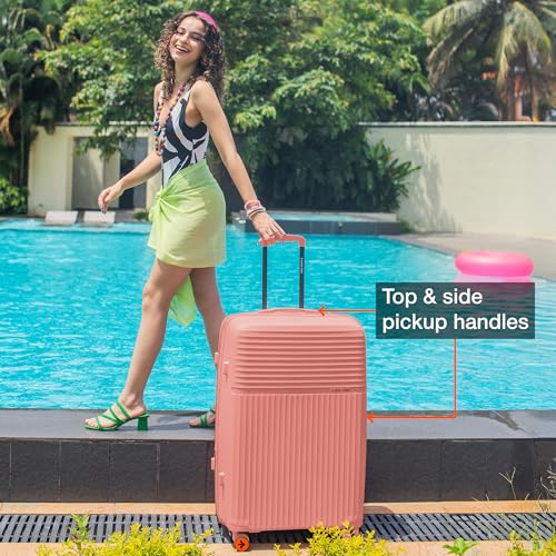 Image of Nasher Miles Krabi Expander Hard-Sided Polypropylene Luggage Set of 2 | 65cm & 75cm | 8 Wheels Medium & Large Trolley Bag for Travel | Suitcase (Peach)