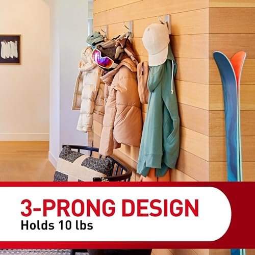 Image of 3M Command XL Satin Nickel Triple Metal Premium Hook, Holds 4.5 kg, no Paint Damage, Heavy Duty, Holds Strongly, Reusable, Adhesive Hooks for wall, Multi-Surface (1 Hook, 3 Strips)