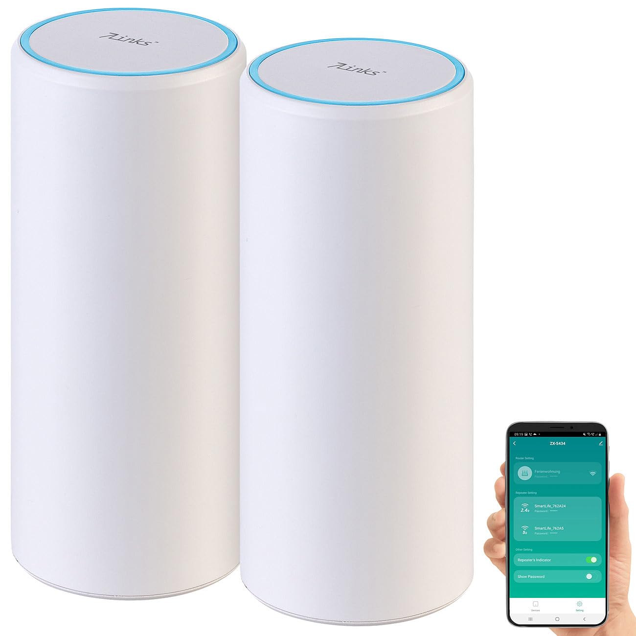2 répéteurs wifi connectés 1200 Mb/s WLR-1240 Dual Band 5,0 & 2,4 GHz [7links]