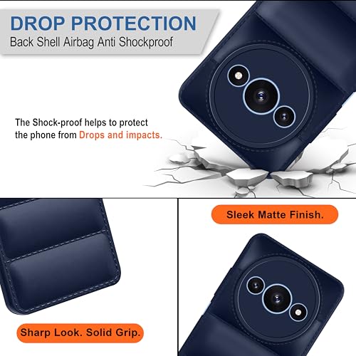 Image of CEDO Redmi A3 / Redmi A3x / Poco C61 (4G) Back Cover | Camera Bump & 360 Flexible Puff Armor Protection | Matte Soft Silicon Shock Proof Rubberised Back Case Cover (Blue)