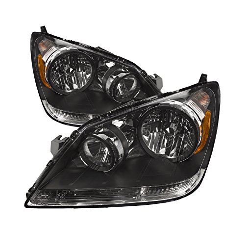 HEADLIGHTSDEPOT Black Housing Halogen Left and Right Headlights Pair Compatible with Tiffin Phaeton 2011-2014