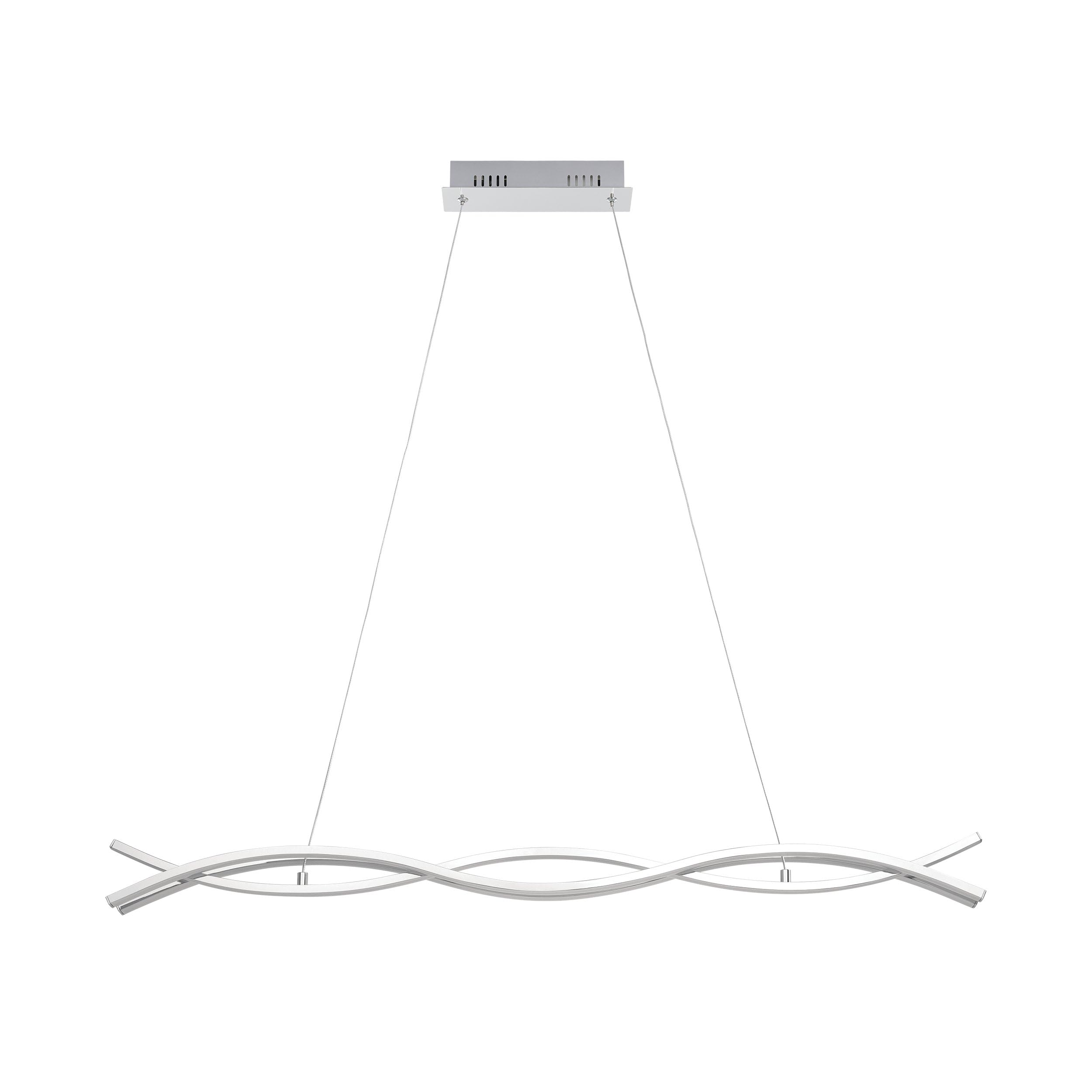 Eglo Lámpara colgante LED Lasana 2, lámpara de techo de 3 luces, colgante | de aluminio, acero y plástico, color cromo y blanco, longitud 100 cm