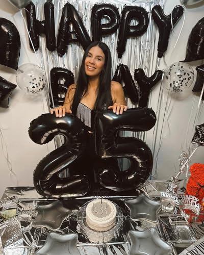 Image of Black Number 3 Balloon 40 Inch, 3rd Birthday Celebration Supplies Women Men, 3 Balloon for Theme Party