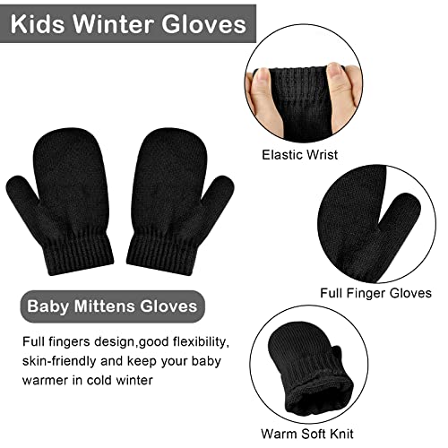 Image of Hicdaw Kids Winter Hats Gloves Scarf Set Baby Mittens Gloves with Pompom Baby Winter Hat Toddler Beanie Hat for Boy Girl