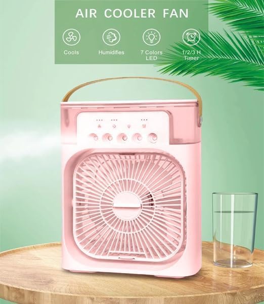 Image of Drumstone [Limited Edition with 5 Years Extanted Warranty] USB Powered Portable Air Conditioner Fan | 3-Speed, 7-Color Light | Mini AC & Humidifier for Shop, Office, Home Use