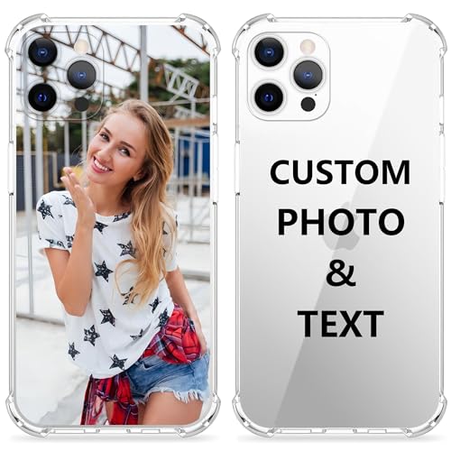 aobthurn Custom Picture Phone Case for iPhone 15 14 13 12 11 Pro Max Plus XR X 8 7 6, Four-Corner airbag is Anti-Drop,Customized Personalized Full ProtectionSoft Clear TPU Case(1 photo&text)