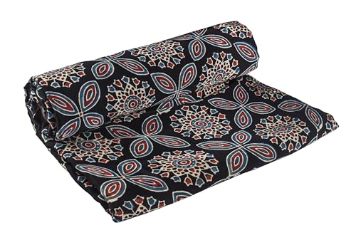 Image of Ethnics of Kutch Womens's Ajrakh Modal Silk Natural Dye Hand Block Print Unstitched Kurta Fabric