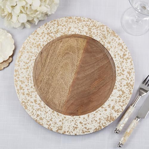 4 Platos Decorativos Redondos de Madera Mango 13" miniatura 4