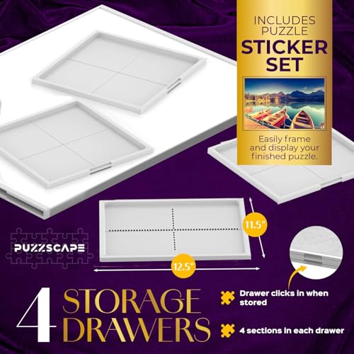 1500 Piece Jigsaw Puzzle Board - 360° Rotating Jigsaw Puzzle Table with Drawers | 35” X 28” Portable & Dual Sided Board | Plastic Cover Included - Puzzles Tables for Adults