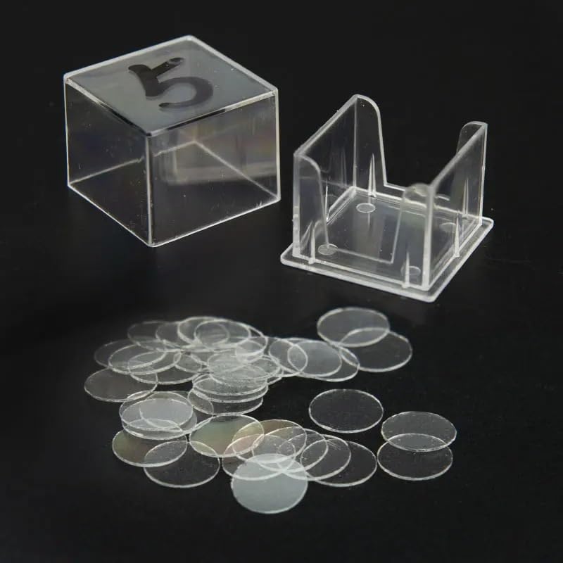 Accesorios for microscopio de laboratorio, 100 piezas, portaobjetos de vidrio for microscopio redondo, cubreobjetos, portaobjetos en blanco, espesor del cubreobjetos 0,13-0,17 mm, 1 caja, 3 4 5 6 8 mm