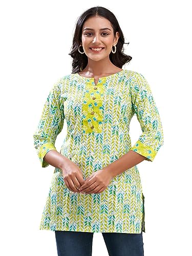 Image of feranoid Women Cotton Printed Short Kurti | Short Kurti for Women | Printed Cotton Kurti