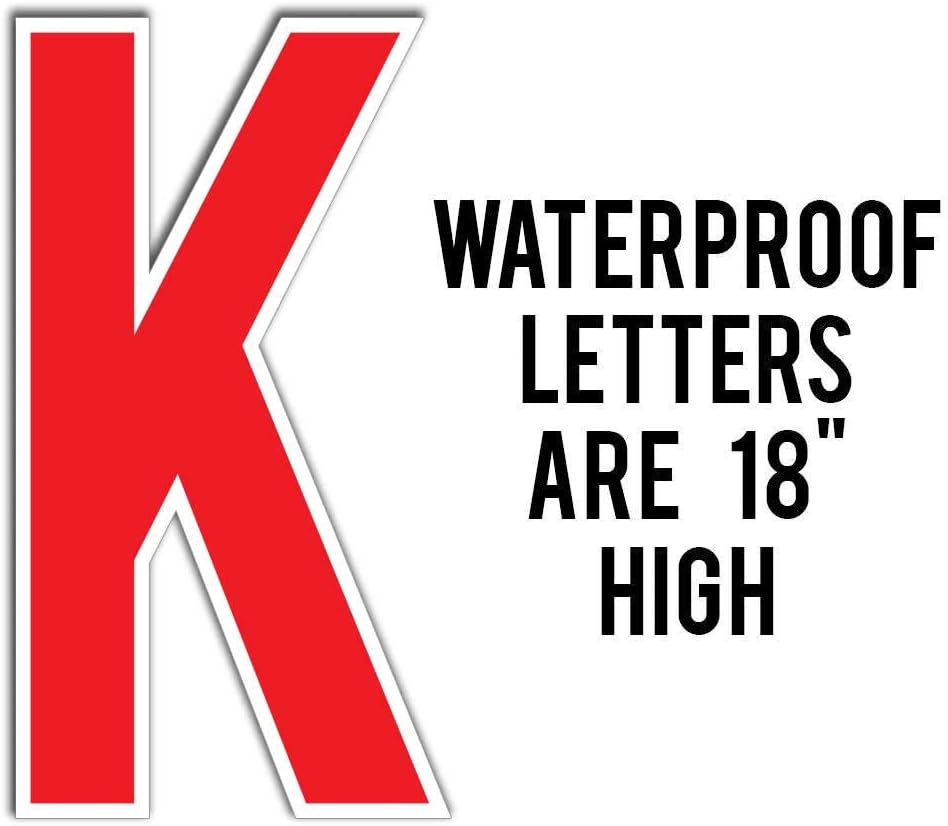 VictoryStore Yard Letters: Cut-Out Alphabet Yard Decoration 18 inch High,Stakes Included (Fire Red White Border 12534)