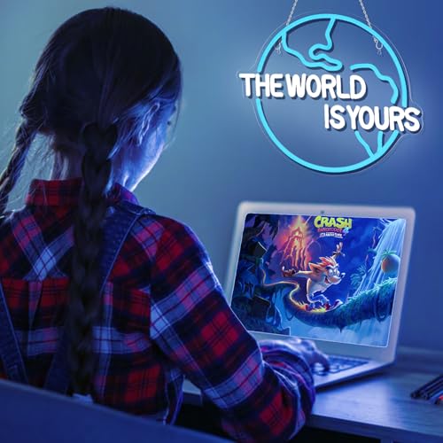 Image of The World Is Yours Neon Sign Bedroom Led Wall Decor Kids Game Club for Man Cave Hanging Neon Lights for Office Graduation Party Birthday Gifts