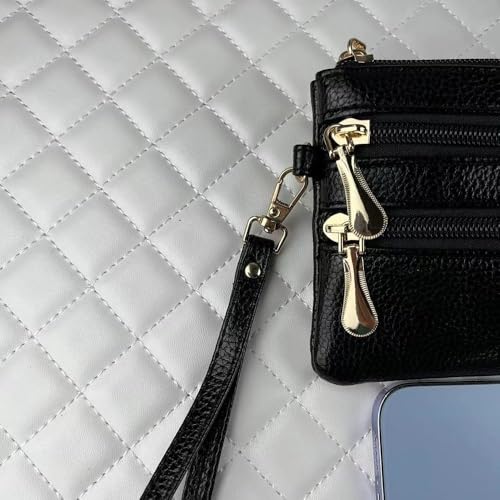 Credit Card Holoder Zipper Portable PU Wallet Money Bag Durable Phone Bag Women(BLACK)4