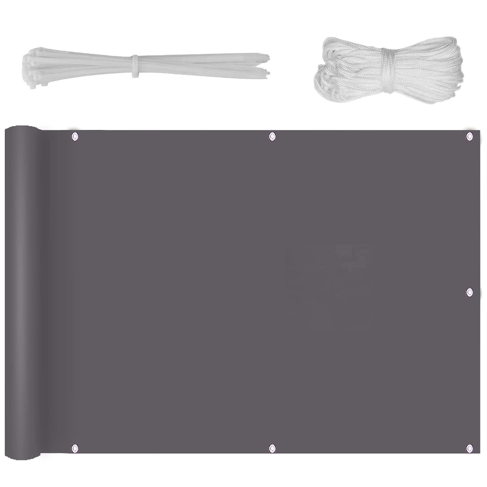 Balcony Privacy Protective Screens 0.8x5m Fence Screen Garden Screen Sunshade UV Weather Resistant with Eyelets Nylon Cable Ties and Cord for Patio Garden Backyard Swimming, Dark Gray