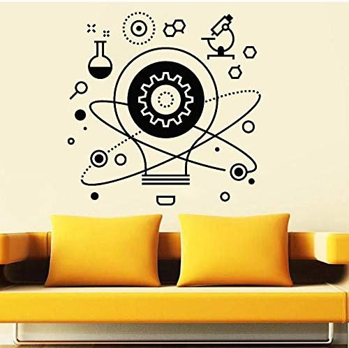 MRQXDP Gears Lab Vinyl Wall Sticker School Science Wall Decal Classroom Study Room Home Decor Nursery Kid Room Decoration 57x57cm Dorm Papel De Parede